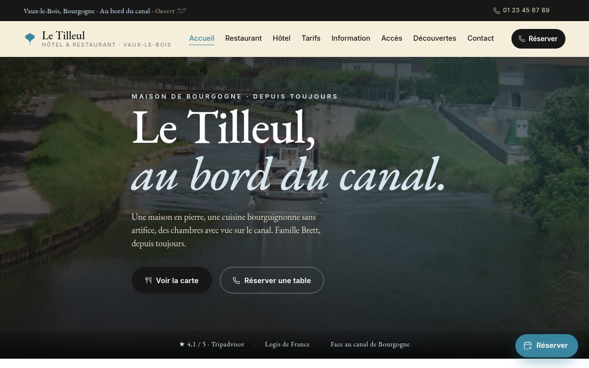 Site d'hôtel-restaurant disponible gratuitement