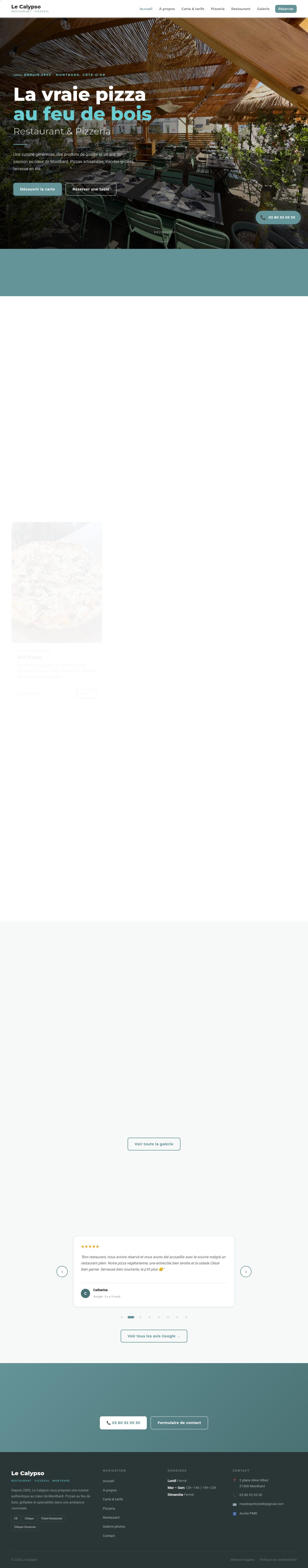 Site web du restaurant Le Calypso