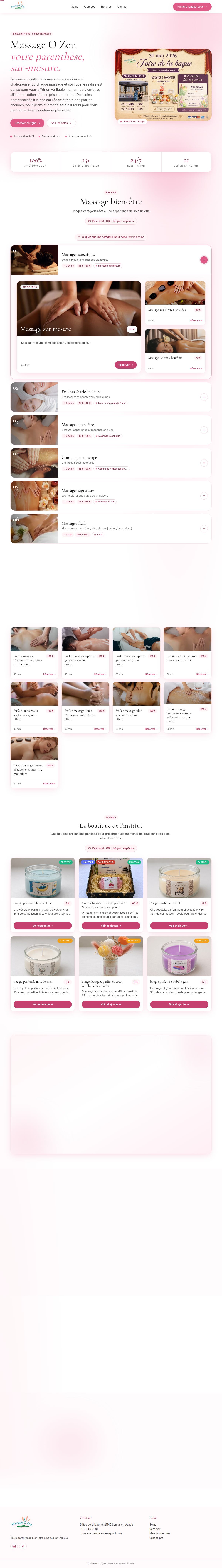 Site web de l'institut Massage O Zen